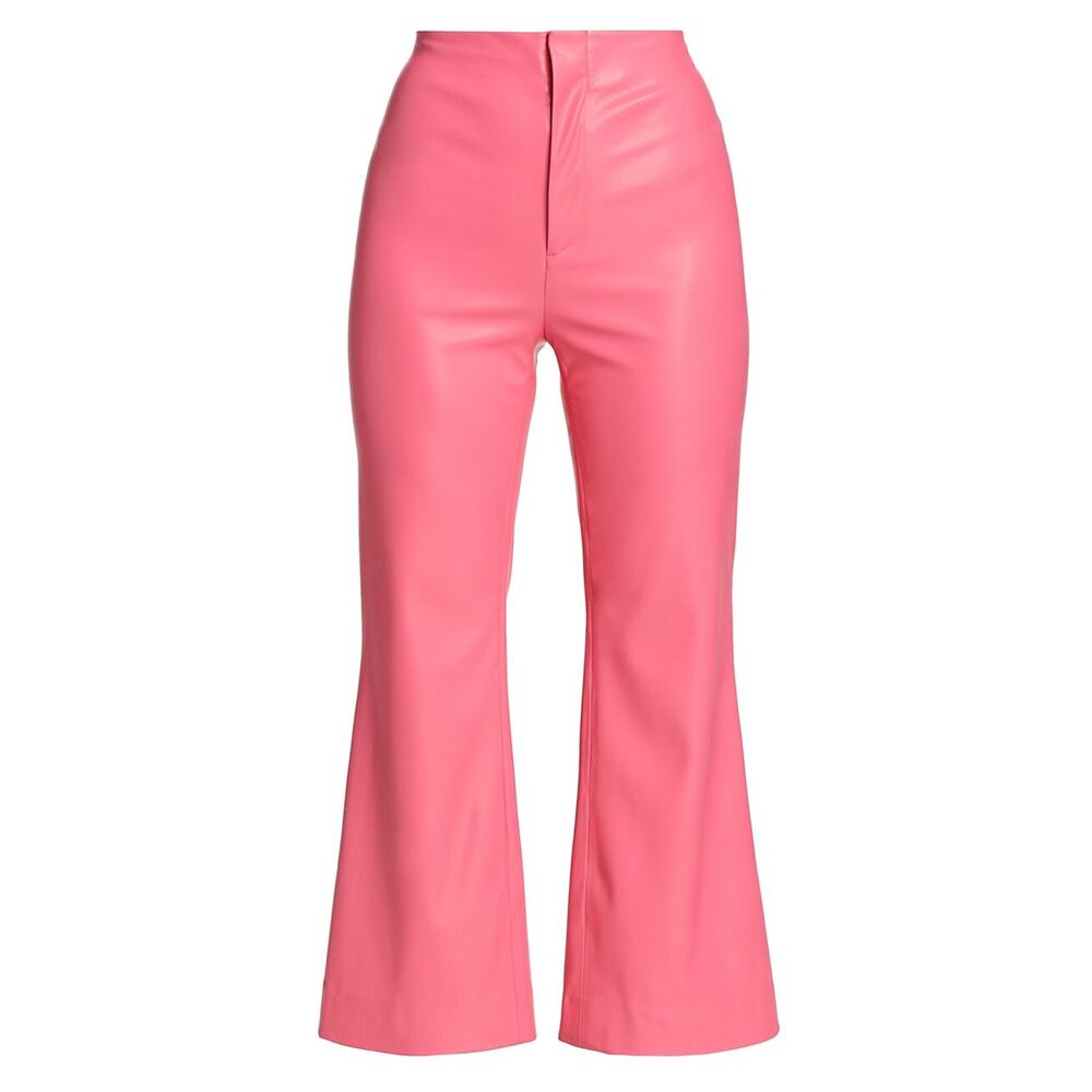 Alice + Olivia 'Lorinda' Pink Polyurethane Vegan Leather Flare Ankle Pants Size